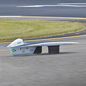 The speed record for a solar car is 56.75 mph (91.33 km/h).