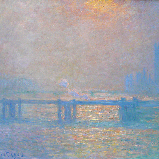 In London, Monet created a series of paintings featuring the famous Tower Bridge.