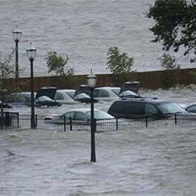A hurricane can dump 7.3 gallons of rain per square foot (300 l/m²) within 24 hours.