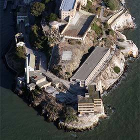 The penitentiary island of Alcatraz only exists in films and novels.