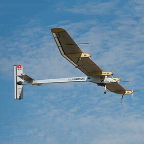 A plane by the name of Solar Impulse flew around the world powered only by solar energy.