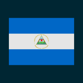 The flag of Nicaragua features volcanoes and a rainbow.