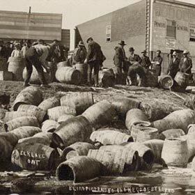 “The prohibition” refers to a time when the sale of alcohol was banned in the United States.