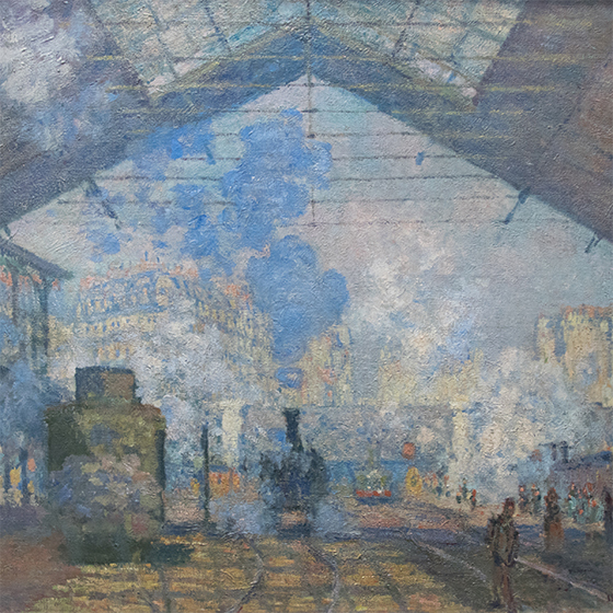Monet produced a dozen paintings of the Montparnasse railway station.  