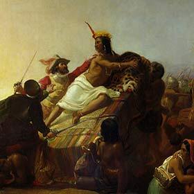 Out of superstition, the Spaniards spared Atahualpa, the last independent Inca emperor.