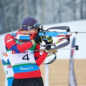 The United States are a powerhouse in the biathlon event (combination of rifle shooting and cross-country skiing).