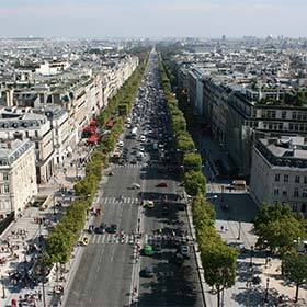 The Avenue des Champs-Élysées is bordered on one end by the Luxor Obelisk.