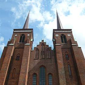 Roskilde Cathedral is one of the first massive structures made of red brick.