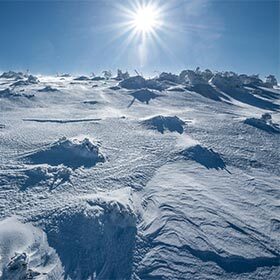The Antarctic ice desert gets very little precipitation (snow or rain).