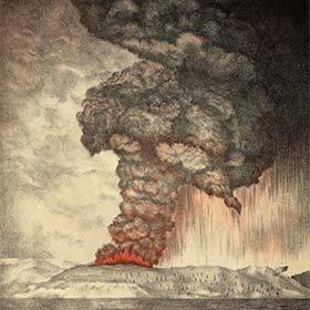 En 1883, l’éruption du volcan Krakatoa en Indonésie était visible jusqu’en Europe.